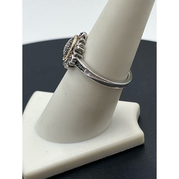 Designer 925 Sterling Silver 14K
Yellow Gold Blue Diamond Two Tone Ring Sz 7.5 - Picture 9 of 16